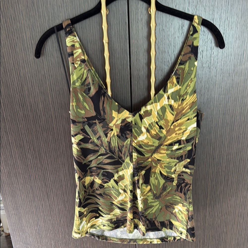 Cache Green and Yellow Fitted Tie Front Tank Top - Picture 13 of 17